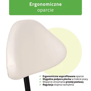 Taboret siodłowy z oparciem SOLA - biały