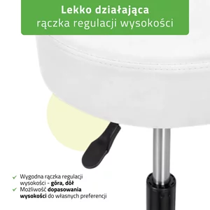 Taboret kosmetyczny na kółkach - TIMO - biały