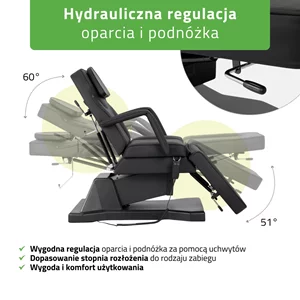 Fotel kosmetyczny, elektryczny czarny - Laris