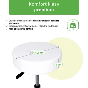 Taboret kosmetyczny na kółkach - MOBI - biały
