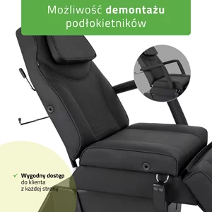 Fotel kosmetyczny, elektryczny czarny - Laris