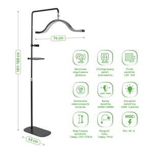Lampa kosmetyczna stojąca LED - VENA (czarna)