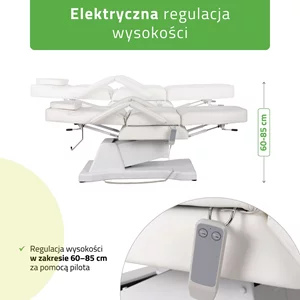 Fotel kosmetyczny, elektryczny biały - Laris
