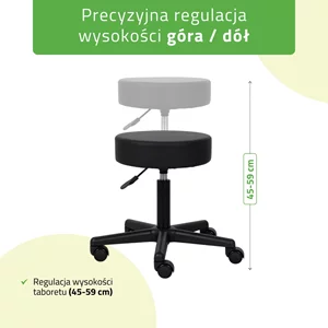 Taboret kosmetyczny na kółkach, TIMO - czarny
