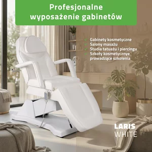 Fotel kosmetyczny, elektryczny biały - Laris