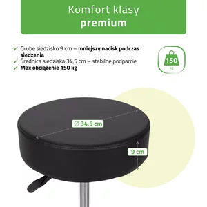 Taboret kosmetyczny na kółkach, MOBI - czarny