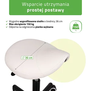 Taboret obrotowy na kółkach LUMO - biały