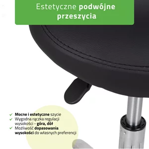 Taboret siodłowy, kosmetyczny - LILA - czarny