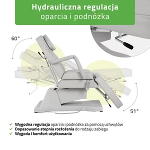 Fotel kosmetyczny, elektryczny szary - Laris