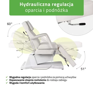 Fotel kosmetyczny, elektryczny biały - Laris
