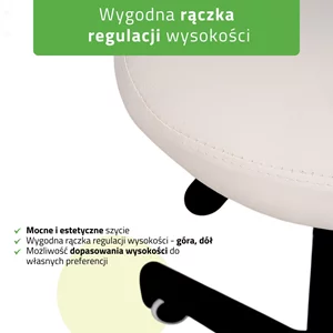 Taboret obrotowy na kółkach LUMO - biały