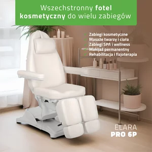 Fotel kosmetyczny Elara PRO 6P - biały