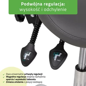 Taboret siodłowy z oparciem SOLA - szary