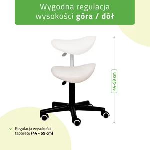 Taboret obrotowy na kółkach LUMO - biały