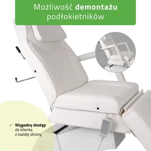 Fotel kosmetyczny, elektryczny biały - Laris